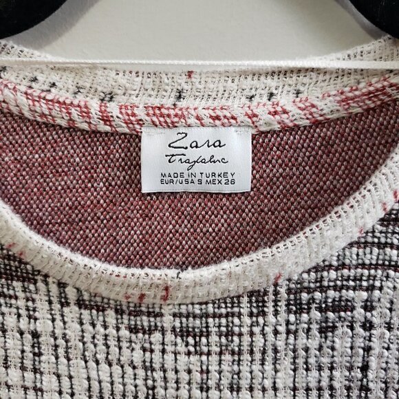 Zara * Abstract Red Black Ivory Tunic * Pockets S - Picture 5 of 10